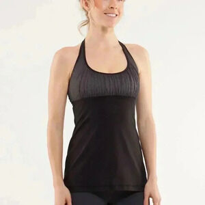 Lululemon Namaste grey black casual stylish run trendy athletic yoga tank top  6